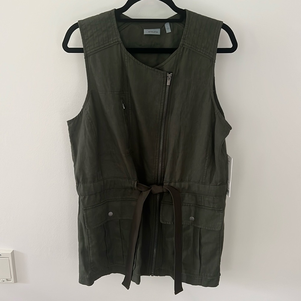 Athleta Olive Green Zip-Up Vest